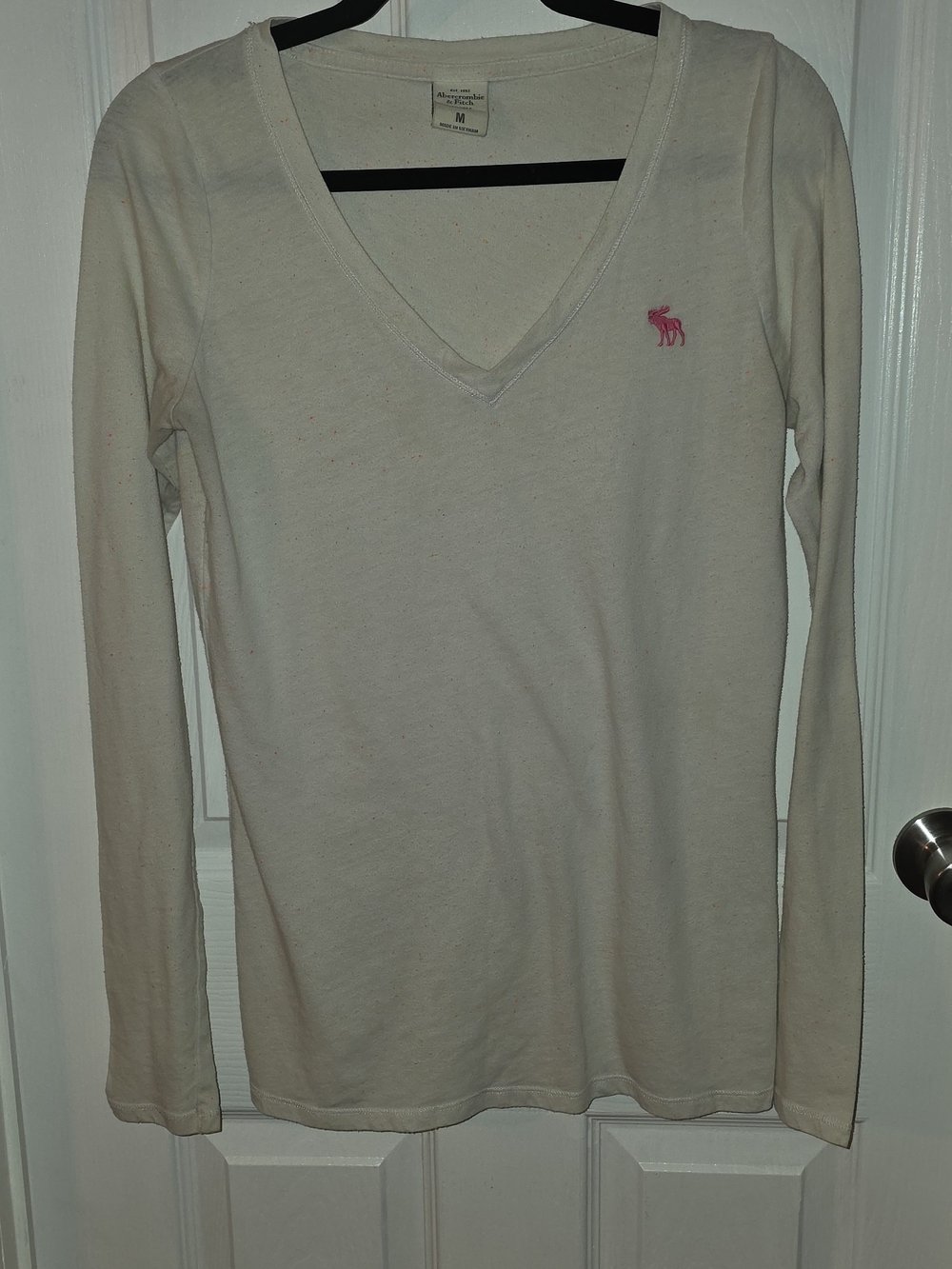 Abercrombie & Fitch Cream Tee with Pink and Lime Speckles